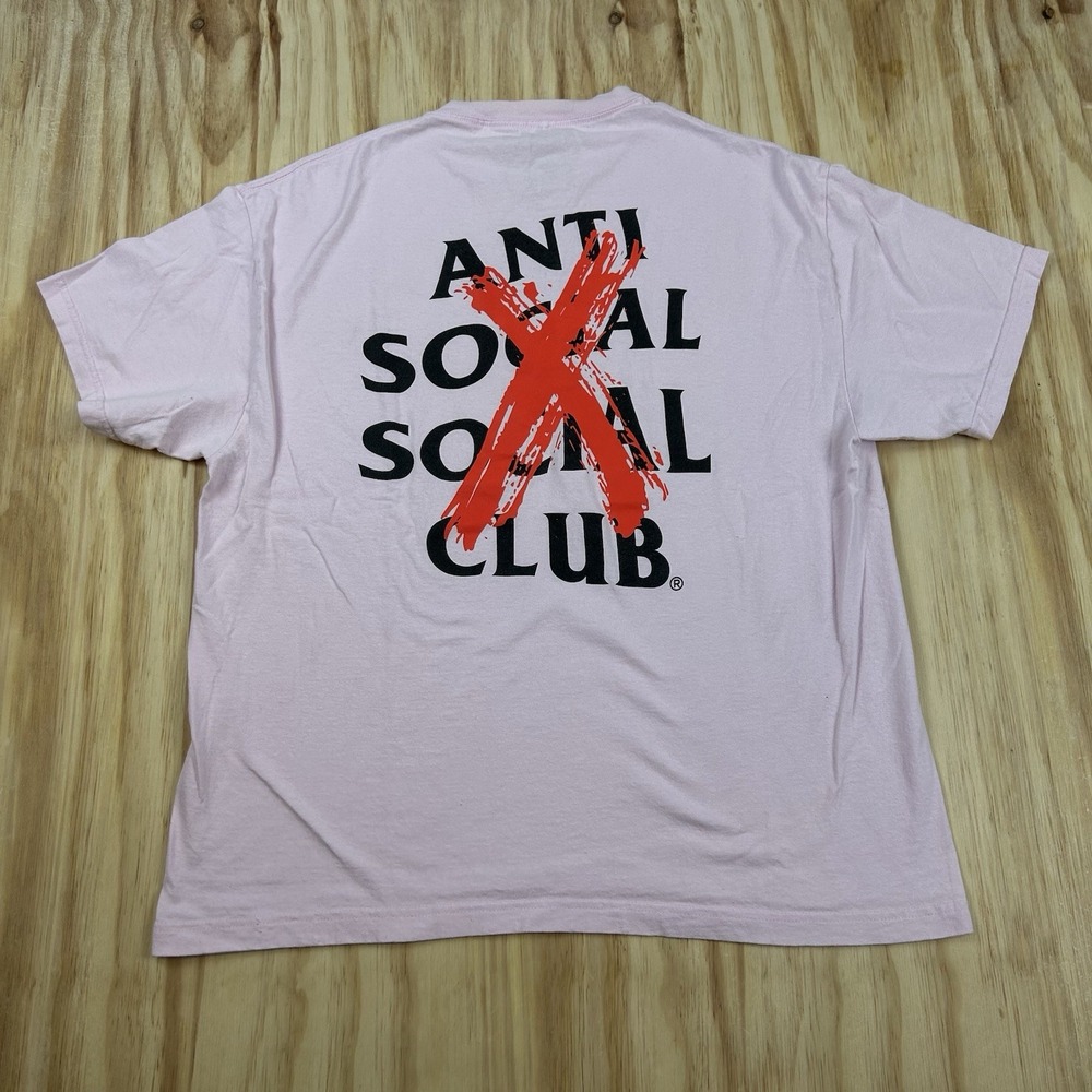 Anti Social Social Club Men's Pink Graphic T Shirt Double Sided Short Sleeve XL